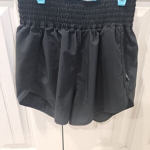 Black Smocked Waist Shorts
